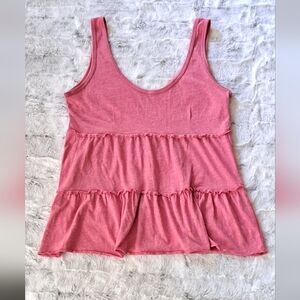 Energie Pink Ruffle Feminine Tank Top . Size L.